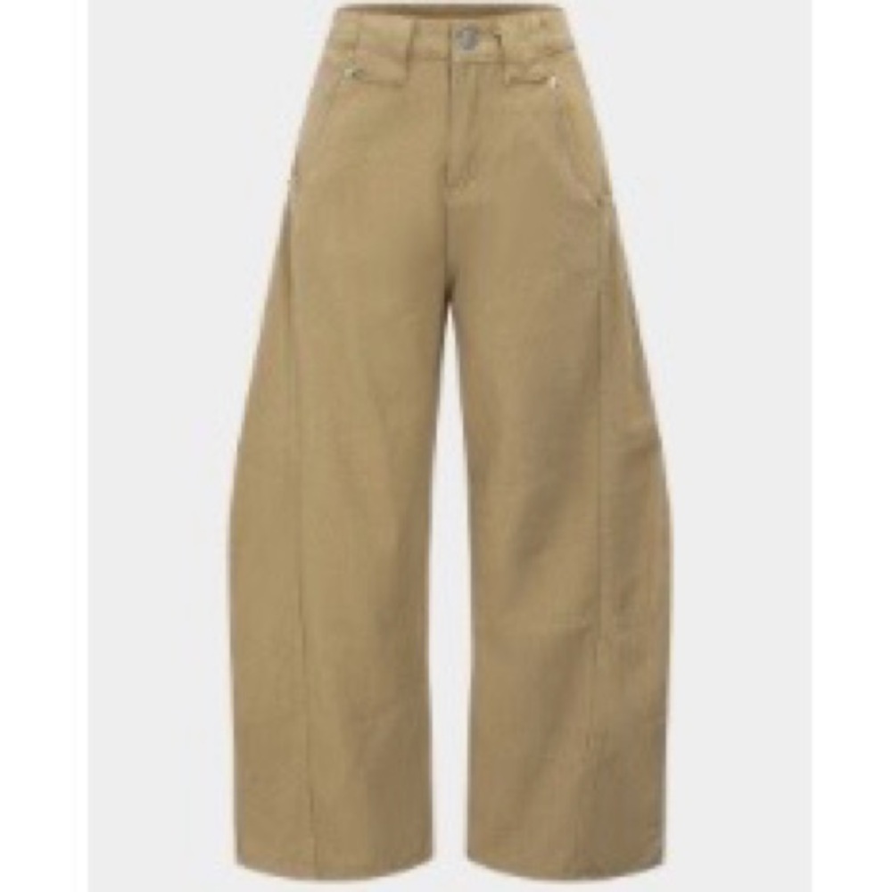 Wide Leg Beige Barrel Jeans
